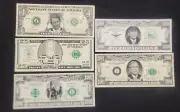 FIVE Bills! Pres Clinton $25 Gore Bush $25,000,000 2001 pretend bills bank notes