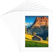 15Pcs 8x10 Photo Matting White Picture Mat Kit Hollow Rectangle Paper Pre Cut Display Showing Core Bevel Frame Backing Album Pack Accessories for 7 x 5in Photos Pictures Wall Artwork Decor