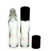 50 x 10ml Clear Amber Roll - On bottles glass essential oil Aromatherapy Black
