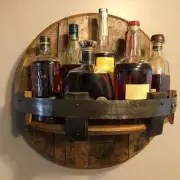 Bar Vintage Wooden Wine Bottle Holder Round Shelf Wall Display Decor Rack
