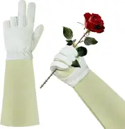 Long Sleeve Leather Gardening Gloves,Rose Pruning Floral Gauntlet Garden Gloves