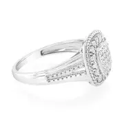 Luminesce Lab Grown Sterling Silver Cluster Shaped Diamond Ring, M