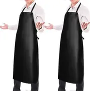 2 Pack Waterproof Rubber Vinyl ApronAprons for Men with Adjustable Bib Apron for Dishwashing Lab Butcher Cooking Kitchen Black