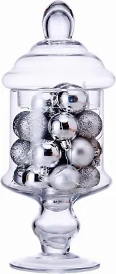 Stella Baic Clear Glass Apothecary Jar, Glass Candy Jar with Lid, Classic Footed