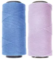 2 Knot It Waxed Polyester Cord 1mm Diameter 144M Spools (Azure Blue, Lilac)