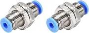 uxcell Pneumatic Push to Quick Air Connect Fittings Bulkhead Union 4mm Tube OD 2Pcs