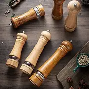 Manual Wooden Pepper Mill for Grinding Black Pepper and Sea Salt with Visible Capacity.