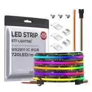 FCOB WS2811 IC RGB COB LED Strip DC12V 720LED/m 16.4FT Flexible High Density ...