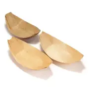 BambooMN Premium Decorative Bamboo Leaf Boats Tray - Multiple Sizes & Quantities