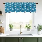 DOTOOMA 54x18 Inches Blue Sky White Clouds Window Treatment Valance Cartoon Kids Kitchen Blackout Drapes Bathroom Bedroom Living Room Polyester Fabric Curtains Decorations Supplies