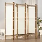 Folding 6-Panel Room Divider 240 cm Bamboo Canvas Privacy Screen Home Deco 50626
