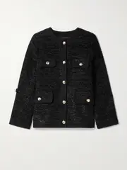 [Anine Bing] Anine Bing - Lydia Sequin-embellished Metallic Tweed Blazer - Black - x small x small Black