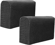 OHPHCALL 2Pcs Elastic Sofa Armrest Cover Black Soft Protector Towels for Home Office Armrest Slipcovers to Keep and Stylish