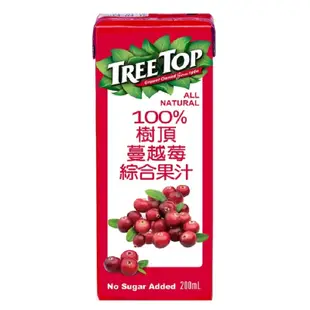 Treetop 樹頂100%蔓越莓綜合果汁 200ml/瓶X6瓶/組(利樂包/鋁箔包)<超取/蝦皮限購4組>【合迷雅旗艦