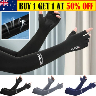 Ice Silk Arm Sleeves UV Protection Sunscreen Gloves Hand Protector Cover Sports