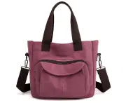 purple*Large capacity women's bag canvas bag women's bag handbag simple shoulder messenger bag