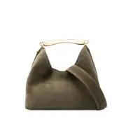 [Elleme] Elleme Boomerang Curved-handle Suede Tote Bag ONE SIZE GREEN