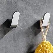 MOKIUER Single Towel Hook for Bathroom Kitchen Robe Coat Hat Hook, Wall Mounted with Screws, Silver Chrome, 2 Pack