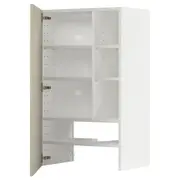METOD wall cb f extr hood w shlf/door, white/Havstorp beige, 60x100 cm