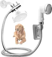 Dog Shower Attachment, Pet Shower Sprayer for Pet Bathing and Dog Washing, Including Brass Shower Head Diverter Valve + Handheld Shower Head + Shower Hose + Holder, Sprayer Kit for Hair Washing