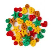 Package of Assorted Designed Christmas Warmth Decorative Buttons- Approx 100