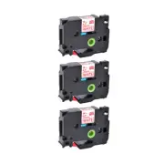 3PK Compatible with Brother P-Touch TZ242 TZe242 Red on White Tape 18mm Label