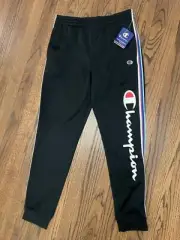 NWT Boys CHAMPION Black Jogger Pants w/ Side Stripes in Red White Blue - Size L