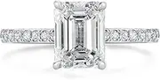 [Bo.Dream] 2ct Emerald Cut Cubic Zirconia CZ Engagement Rings Platinum Plated Sterling Silver