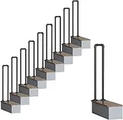 Transitional Metal Stair Railing for Exterior Steps Wrought Iron Handrail with Installation Kit for Concrete or Wooden Steps