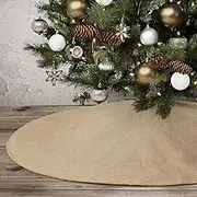 Burlap Tree Skirt, 48" Large Farmhouse Rustic Jute Tree Mat, Linen Boho Christmas Decorations Ornaments for Spring Summer Fall Thanksgiving Countryside Easter Beach Decor