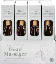 IS GIFT Bamboo handle Rainbow Head Massager, Multicoloured