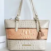 Brahmin Medium Asher Tote Peach Rose Caron Shopper Leather Shoulder Bag NWT