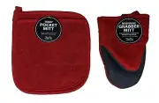 CINNABAR Red Pocket Potholder Mitt & Oven Grabber Mitt Set, by Kay Dee