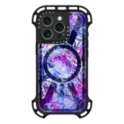 iPhone 16 Pro Ultra Bounce Case MagSafe Compatible Purple blue watercolor floral lace mandala hand drawn illustration by Girly Trend