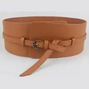 Wide Faux Leather Belt Camel - One Size