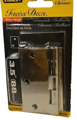 Door hinge, Stanley 3.5" Chrome Brilliant. Free Shipping