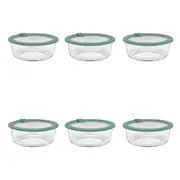 6PK Ecology Store Round Clear Glass Food Storage Container 950ml Eucalyptus