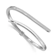 Sterling Silver Rhodium-Plated Polished Bypass Hinged Bangle