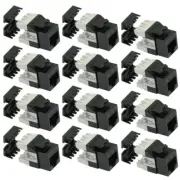 12 Pcs Cat5e RJ45 Network LAN Ethernet Keystone Jack 180° 110 Punch Down Black