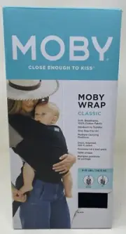 Moby Wrap Classic Black 8-33 lbs Newborn to Toddler Carrier 100% Cotton
