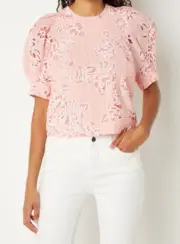 TED BAKER MELIHA BOXY BLOUSE PUFF SLEEVE TIE-BACK FLORAL CORAL PINK TED SIZE 3