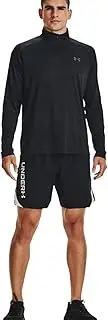 [Under Armour] Men's Velocity 2.0 1/4 Zip Loose Black Long-Sleeve Shirt (L), Black / Pitch Gray, Large