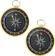 SUPVOX 1 Pair Compass Keychain Mini Compass Compasses Compass for Hunting Compass for Car Survival Compass Handheld Compass Car Compass Dashboard Compass for Hiking Aluminum Alloy Golden