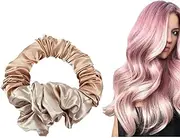 Sleepy Ties for Hair, Sleepyties Heatless Curl Scrunchie, Overnight Use DIY Hair Rod Ponytail Holders Styling Tool for All Hair Types (Gold)
