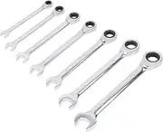 Ratchet Wrenches Set 7Pcs, Chrome Vanadium Steel, Fine Polished Wrenches with Storage Box for Auto Repair and Machine Maintenance