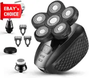 5 in 1 Head Shaver for Men Cordless Electric Razor Grooming Kit Waterproof Gray