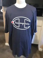 Champion Mens Big C Logo Script Print T-Shirt Big Tall Blue Size 3XL NEW