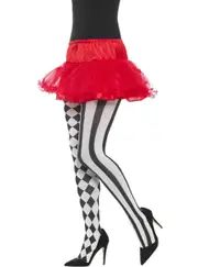 Harlequin Black and White Pattern Womens Stockings