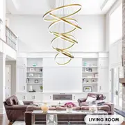 BAMDECOR Gold Nordic Home Decor Dining Room Pendant lamp lights Ceiling Lamp Hanging Light Chandelier Lamps (7 Rings-Gold)