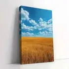 Framed Canvas Blue Sky Over Dry Grass Field Wall Art - Perfect for Living Room